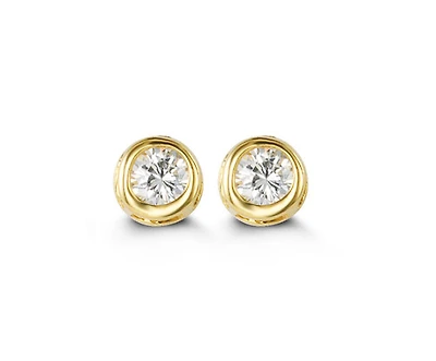 14kt Gold Baby Bella Bezel CZ Stud Earrings