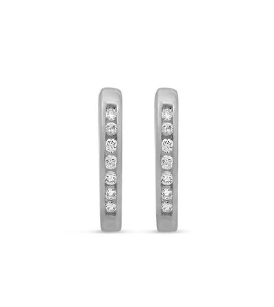 10K WG 0.10CT Diamond Channel Huggie Earrings