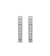 10K WG 0.10CT Diamond Channel Huggie Earrings