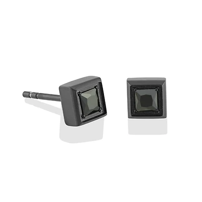 ITALGEM Square Black CZ Stud Earrings