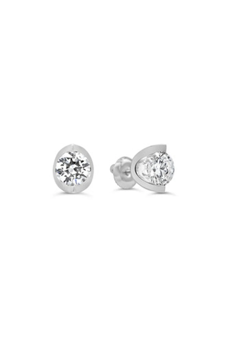 14kt Gold 1.40ctw Lab Diamond Half Moon Stud Earrings