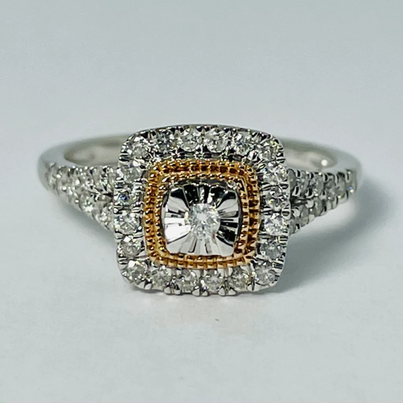10kt Rose & White Gold Diamond Engagement Ring Set