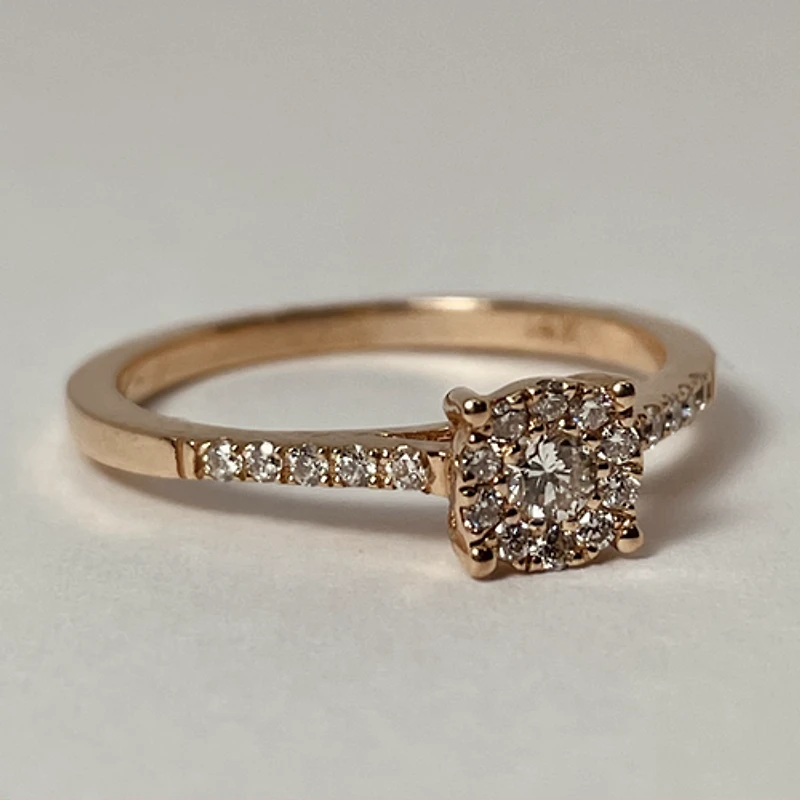 14kt Rose Gold Diamond Halo Engagement Ring