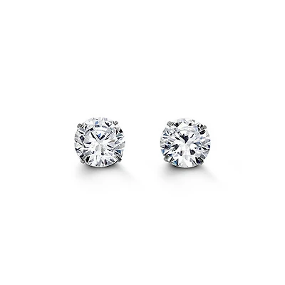14kt Gold CZ Studs - 7mm Round