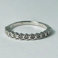 10kt White Gold Diamond Hexagonal Band