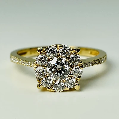18kt Gold Diamond Halo Engagement Ring 0.80ctw