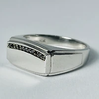 10kt White Gold Black Diamond Signet Ring