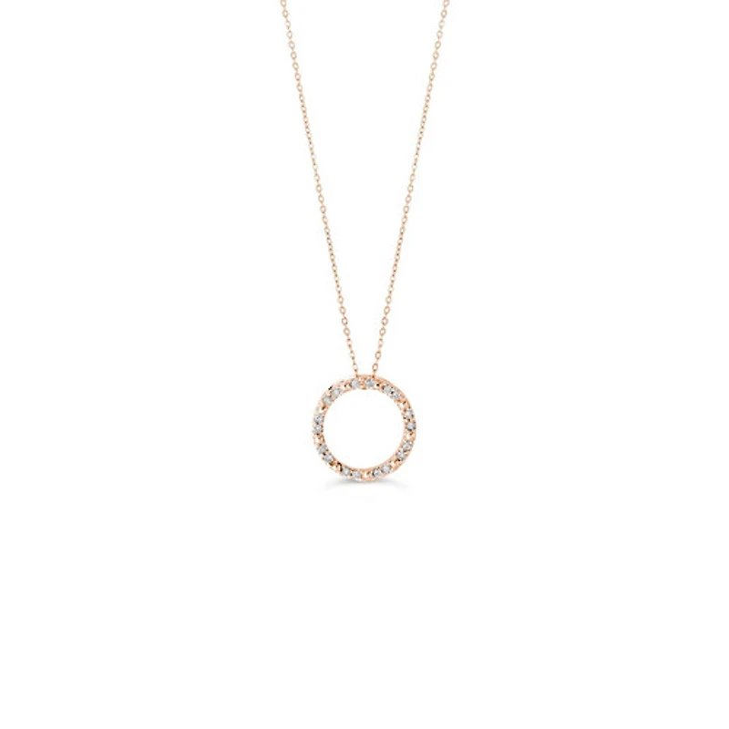10K YG 0.10CT Diamond Life Circle Pendant with Chain