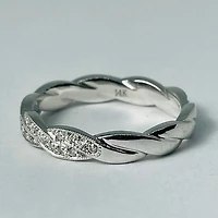 14kt White Gold Diamond Band, Twisted Design