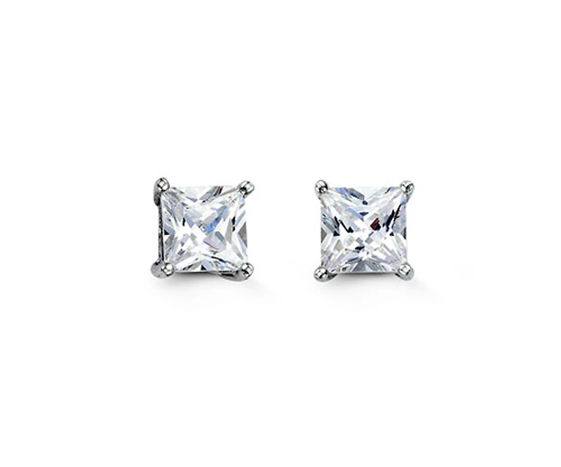 Sterling Silver Square CZ Studs 6mm