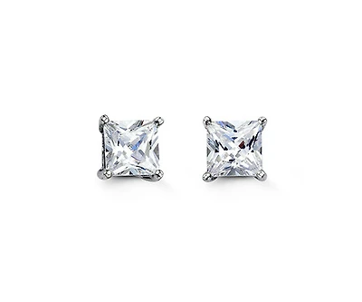 Sterling Silver Square CZ Studs 6mm
