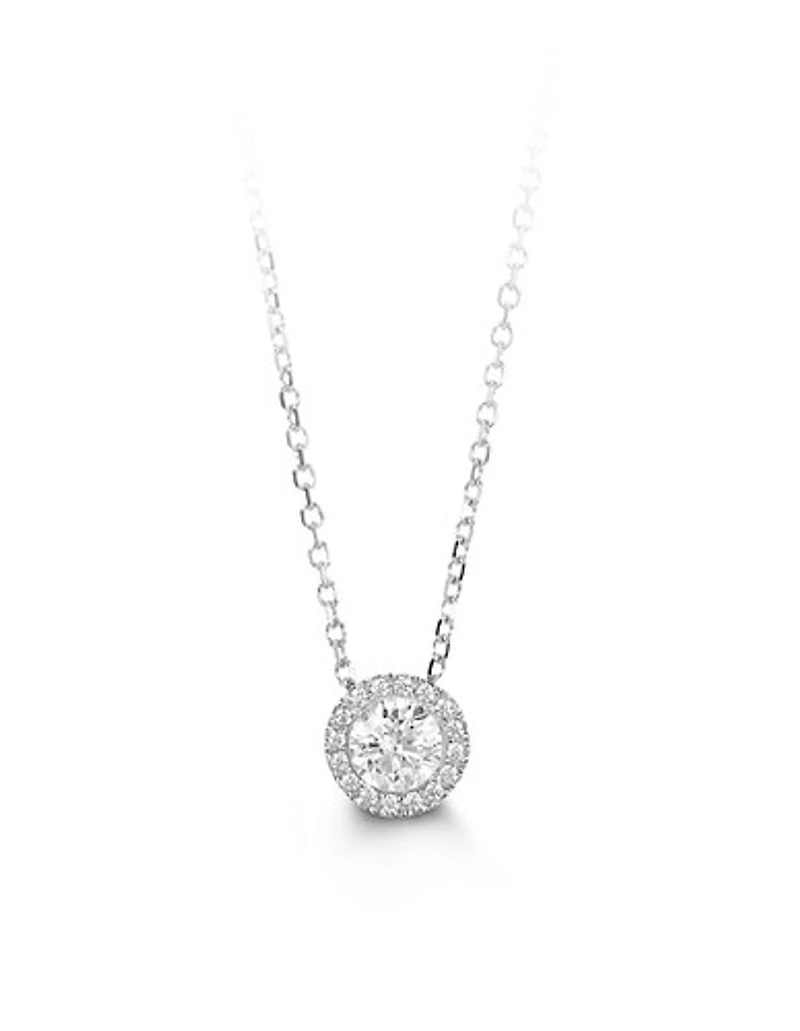 10kt Gold CZ Halo Pendant & Necklace (Glory Collection)