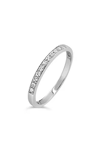 10K WHITE GOLD DIAMOND 0.10TDW ICICLES STACKABLE BEAD SET BAND
