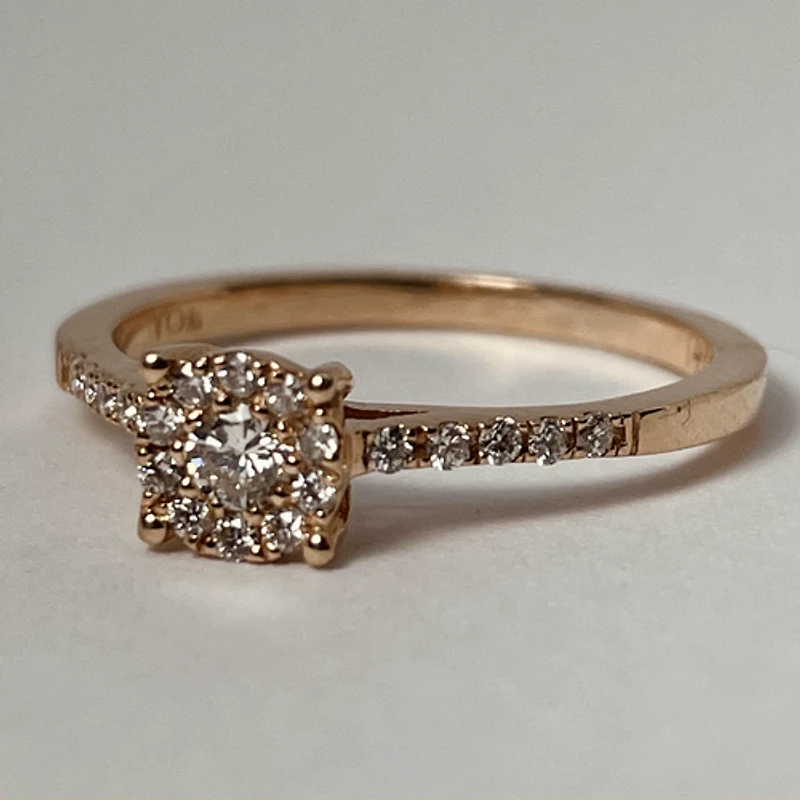 14kt Rose Gold Diamond Halo Engagement Ring
