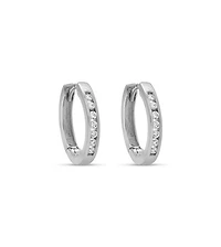 10K WG 0.10CT Diamond Mini Channel Set Huggie Earrings