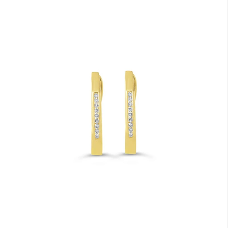 10K WG 0.072CT Diamond Oval Channel Huggie Earrings