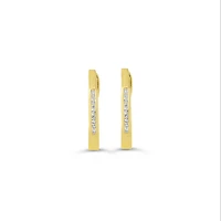 10K WG 0.072CT Diamond Oval Channel Huggie Earrings