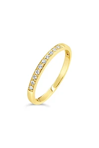 10K GOLD DIAMOND 0.10TDW ICICLES STACKABLE BEAD SET BAND