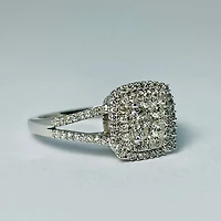 10kt White Gold Diamond Halo Engagement Ring