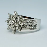 14kt White Gold 1.00ctw Cluster Diamond Ring