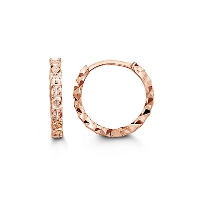 10kt Gold Bella Diamond Cut Huggies Hoops