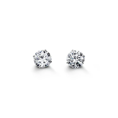 14kt Gold CZ Studs - 6mm Round