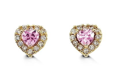 14kt Gold Baby Bella Heart CZ Studs