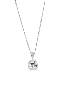 14kt Gold 1.00ct Lab Diamond Half Moon Pendant & Chain