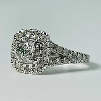 14kt White Gold 2.00ctw Diamond Halo Engagement Ring Set
