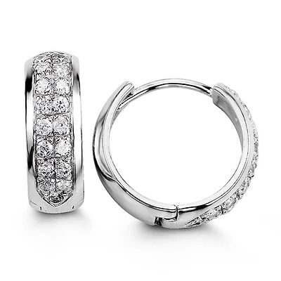 Sterling Silver CZ Huggies, Pavee Design