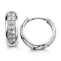Sterling Silver CZ Huggies, Pavee Design
