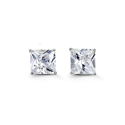 14kt Gold CZ Studs - 8mm Square (Princess)