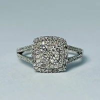 10kt White Gold Diamond Halo Engagement Ring