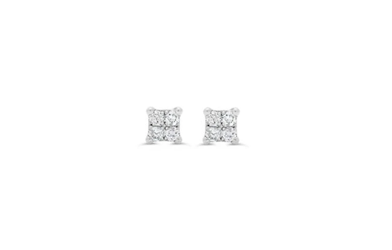 10K Gold 0.12ct Diamond Mirage Princess Illusion Studs