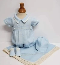 Newborn Baby Boy Linen Romper Set (Set de Estopilla)