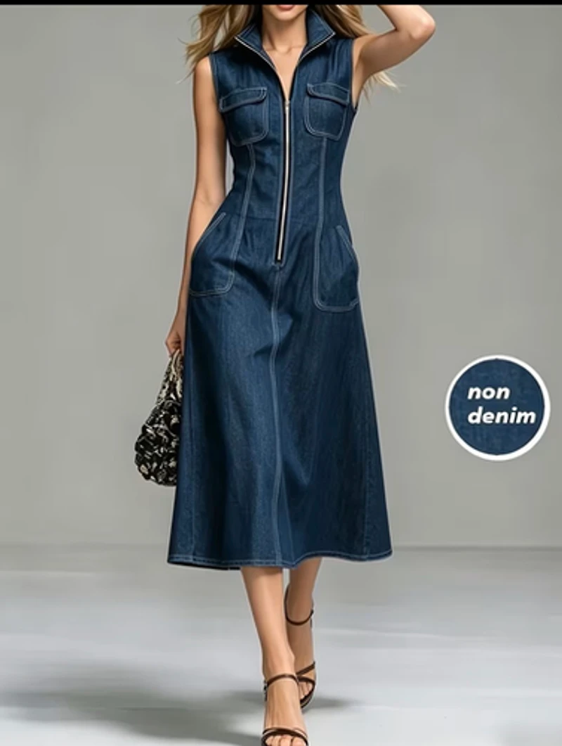 Stylish Sleeveless Front Zip Dress