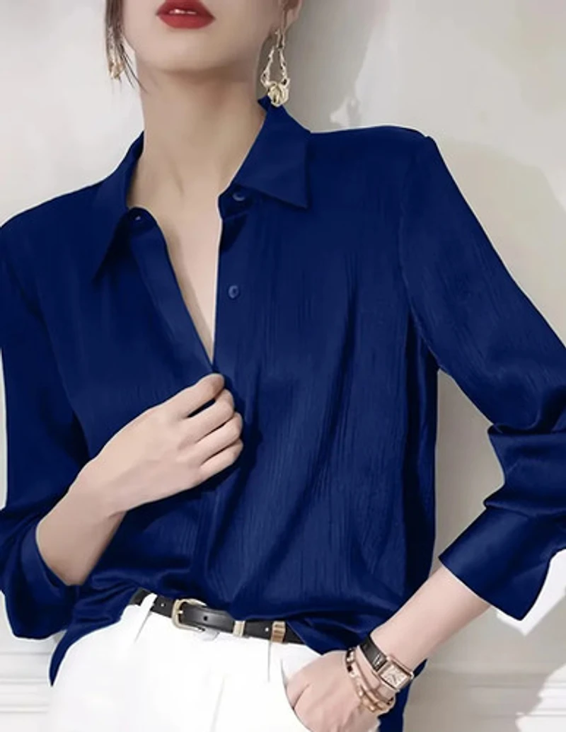 Navy Blue Satin Shirts
