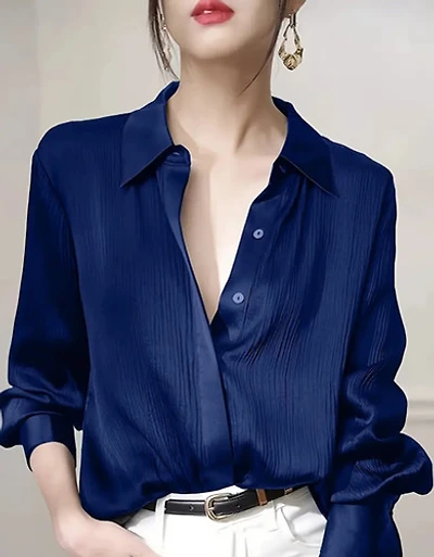 Navy Blue Satin Shirts