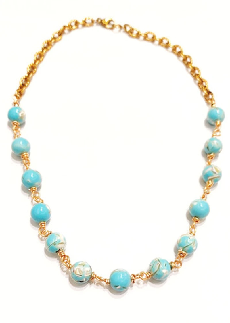 Natural Lake Blue Shell Turquoise Necklace