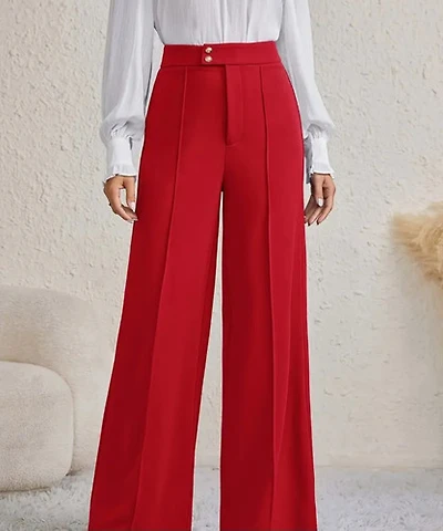Elegant Wide Leg Palazzo Pants - Red