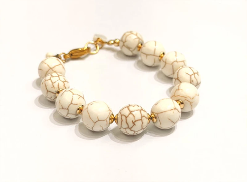 Natural Stone White Howlite- Turquoise