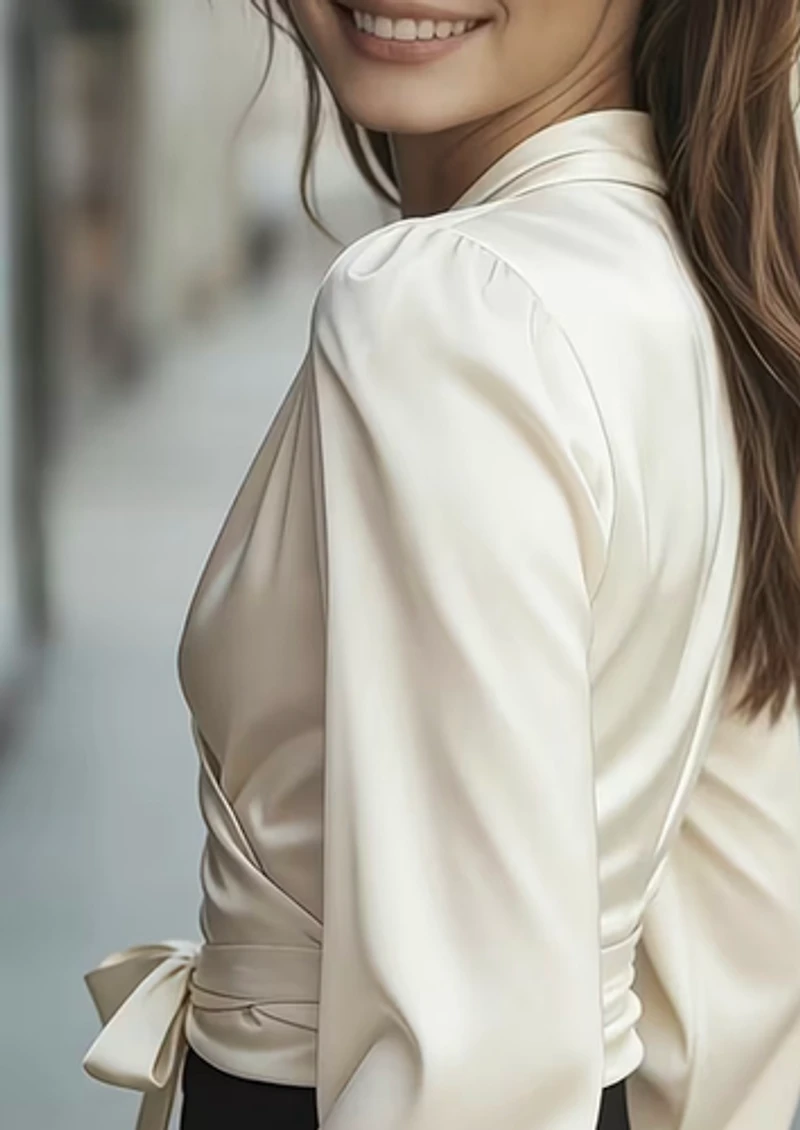 Satin Wrap Blouse