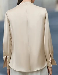 Elegant Collar Rouged Neck Detail Blouse