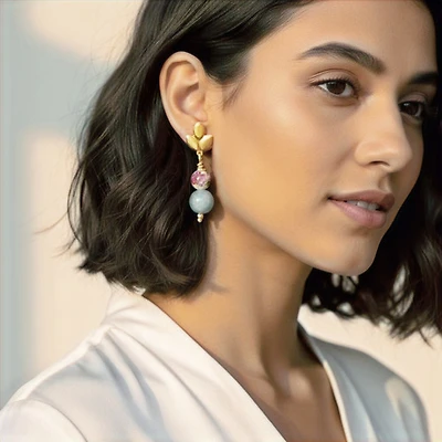 Burmese Jade - Vintage Floral Porcelain Earring