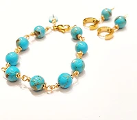 Natural Blue Golden Brown Turquoise Bracelet 