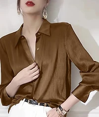 Coffee Brown Satin Blouse