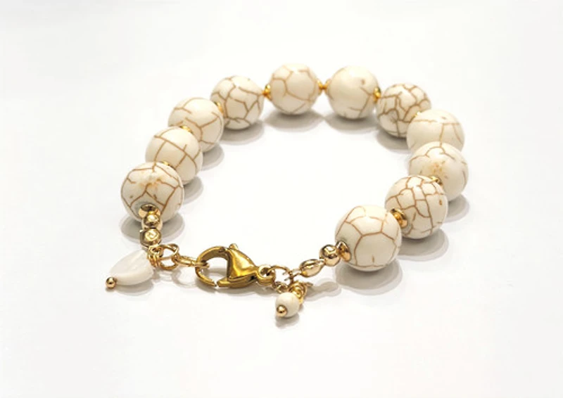 Natural Stone White Howlite- Turquoise