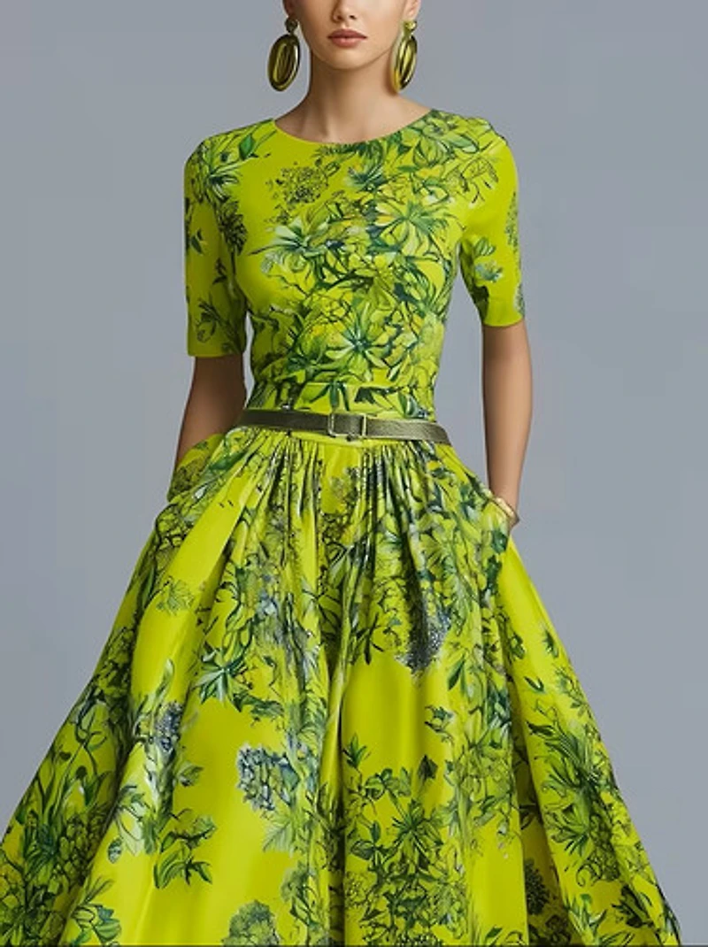 Elegant Floral  Print Maxi Dress