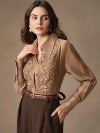 Long Sleeve Lace Embroidery Blouse
