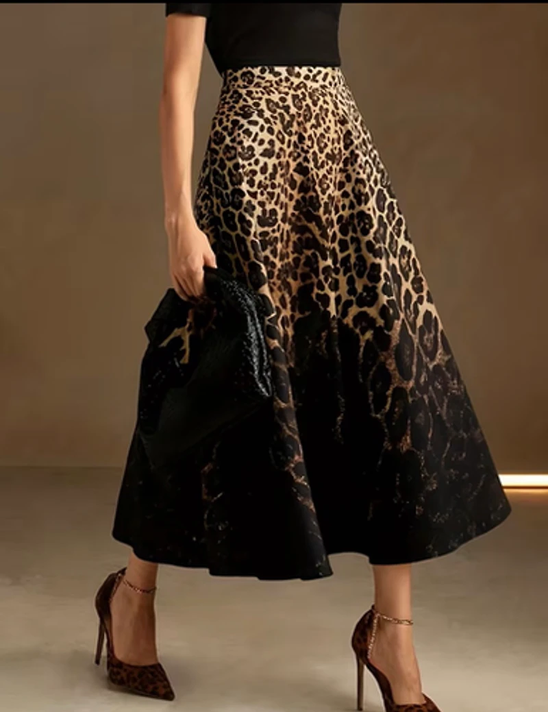 Leopard Print Midi Skirt